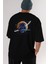 Astro Knight Arka Baskılı Siyah Oversize T-Shirt Erkek Kadın Bisiklet Yaka 2