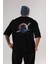 Astro Knight Arka Baskılı Siyah Oversize T-Shirt Erkek Kadın Bisiklet Yaka 3