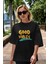 Good Vibes Ön Baskılı Siyah Oversize T-Shirt Erkek Kadın Bisiklet Yaka 3