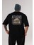 Athens Arka Baskılı Siyah Oversize T-Shirt Erkek Kadın Bisiklet Yaka 5