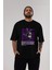 Criminal Damage Ön Baskılı Siyah Oversize T-Shirt Erkek Kadın Bisiklet Yaka 4