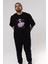 Youth Ön Baskılı Siyah Oversize T-Shirt Erkek Kadın Bisiklet Yaka 3
