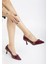 Kadın 7 cm Ince Topuklu Stiletto Bordo Rugan 3