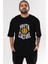 Youth Culture Ön Baskılı Siyah Oversize T-Shirt Erkek Kadın Bisiklet Yaka 1