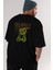The World Is Mine Bear Arka Baskılı Siyah Oversize T-Shirt Erkek Kadın Bisiklet Yaka 2