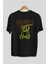 The World Is Mine Bear Arka Baskılı Siyah Oversize T-Shirt Erkek Kadın Bisiklet Yaka 3