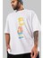 Bart Simpson Ön Baskılı Beyaz Oversize T-Shirt Erkek Kadın Bisiklet Yaka 1