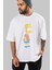 Bart Simpson Ön Baskılı Beyaz Oversize T-Shirt Erkek Kadın Bisiklet Yaka 2