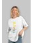 Bart Simpson Ön Baskılı Beyaz Oversize T-Shirt Erkek Kadın Bisiklet Yaka 4