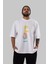 Bart Simpson Ön Baskılı Beyaz Oversize T-Shirt Erkek Kadın Bisiklet Yaka 5