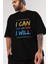 I Can And I Will Ön Baskılı Siyah Oversize T-Shirt Erkek Kadın Bisiklet Yaka 4
