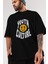 Youth Culture Ön Baskılı Siyah Oversize T-Shirt Erkek Kadın Bisiklet Yaka 5