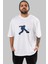 Astroball In Space Ön Baskılı Beyaz Oversize T-Shirt Erkek Kadın Bisiklet Yaka 4