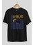 Tokyo Ön Baskılı Siyah Oversize T-Shirt Erkek Kadın Bisiklet Yaka 3