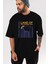 Tokyo Ön Baskılı Siyah Oversize T-Shirt Erkek Kadın Bisiklet Yaka 4