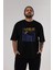 Tokyo Ön Baskılı Siyah Oversize T-Shirt Erkek Kadın Bisiklet Yaka 5
