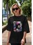 Urban Street 13 Ön Baskılı Siyah Oversize T-Shirt Erkek Kadın Bisiklet Yaka 4