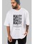 Reality Yazılı Ön Baskılı Beyaz Oversize T-Shirt Erkek Kadın Bisiklet Yaka 2
