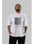 Reality Yazılı Ön Baskılı Beyaz Oversize T-Shirt Erkek Kadın Bisiklet Yaka 3