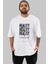 Reality Yazılı Ön Baskılı Beyaz Oversize T-Shirt Erkek Kadın Bisiklet Yaka 4