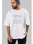 404 Not Found Ön Baskılı Beyaz Oversize T-Shirt Erkek Kadın Bisiklet Yaka 3