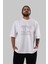 404 Not Found Ön Baskılı Beyaz Oversize T-Shirt Erkek Kadın Bisiklet Yaka 4