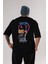 Put On Smile Bear Arka Baskılı Siyah Oversize T-Shirt Erkek Kadın Bisiklet Yaka 3