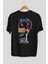 Put On Smile Bear Arka Baskılı Siyah Oversize T-Shirt Erkek Kadın Bisiklet Yaka 5