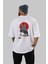 Japan Streetwear 2 Arka Baskılı Beyaz Oversize T-Shirt Erkek Kadın Bisiklet Yaka 1