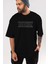 Brooklyn Yazılı Ön Baskılı Siyah Oversize T-Shirt Erkek Kadın Bisiklet Yaka 1