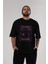 Mysterious Nightmare Ön Baskılı Siyah Oversize T-Shirt Erkek Kadın Bisiklet Yaka 1
