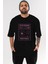 Mysterious Nightmare Ön Baskılı Siyah Oversize T-Shirt Erkek Kadın Bisiklet Yaka 4
