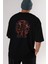 Jugernaut Arka Baskılı Siyah Oversize T-Shirt Erkek Kadın Bisiklet Yaka 2