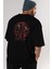 Jugernaut Arka Baskılı Siyah Oversize T-Shirt Erkek Kadın Bisiklet Yaka 3
