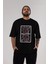 Deadpool Card Ön Baskılı Siyah Oversize T-Shirt Erkek Kadın Bisiklet Yaka 5