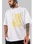 Minimalist Streetwear Ön Baskılı Beyaz Oversize T-Shirt Erkek Kadın Bisiklet Yaka 3
