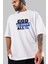 God Is Good Yazılı Ön Baskılı Beyaz Oversize T-Shirt Erkek Kadın Bisiklet Yaka 2