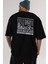 Auckland Arka Baskılı Siyah Oversize T-Shirt Erkek Kadın Bisiklet Yaka 2
