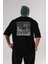 Auckland Arka Baskılı Siyah Oversize T-Shirt Erkek Kadın Bisiklet Yaka 5