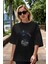 Captaın Amerıca Ön Baskılı Siyah Oversize T-Shirt Erkek Kadın Bisiklet Yaka 1