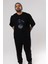 Captaın Amerıca Ön Baskılı Siyah Oversize T-Shirt Erkek Kadın Bisiklet Yaka 2