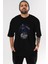 Captaın Amerıca Ön Baskılı Siyah Oversize T-Shirt Erkek Kadın Bisiklet Yaka 4