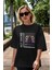 Not Smoke Ön Baskılı Siyah Oversize T-Shirt Erkek Kadın Bisiklet Yaka 1