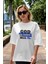 God Is Good Yazılı Ön Baskılı Beyaz Oversize T-Shirt Erkek Kadın Bisiklet Yaka 5