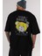 Your Smile Bear Arka Baskılı Siyah Oversize T-Shirt Erkek Kadın Bisiklet Yaka 2