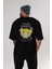 Your Smile Bear Arka Baskılı Siyah Oversize T-Shirt Erkek Kadın Bisiklet Yaka 4