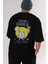 Your Smile Bear Arka Baskılı Siyah Oversize T-Shirt Erkek Kadın Bisiklet Yaka 5