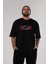 Faith Over Fear Ön Baskılı Siyah Oversize T-Shirt Erkek Kadın Bisiklet Yaka 2