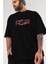 Faith Over Fear Ön Baskılı Siyah Oversize T-Shirt Erkek Kadın Bisiklet Yaka 3