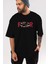 Faith Over Fear Ön Baskılı Siyah Oversize T-Shirt Erkek Kadın Bisiklet Yaka 4